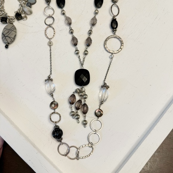 Beautiful Set of 3 Glass Metal Stone Pendant and Plastic Beads Necklaces Vintage - Picture 6 of 13